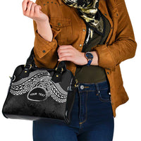 Personalised Pohnpei Nukuoro Micronesia Shoulder Handbag Polynesian Tattoo Curves Black Version LT14 - Polynesian Pride