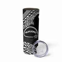 Personalised Pohnpei Nukuoro Micronesia Skinny Tumbler Polynesian Tattoo Curves Black Version