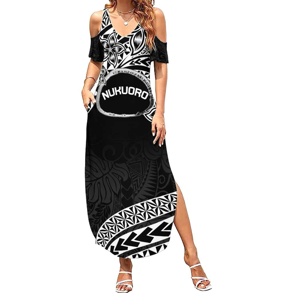 Personalised Pohnpei Nukuoro Micronesia Summer Maxi Dress Polynesian Tattoo Curves Black Version LT14 Women Black - Polynesian Pride