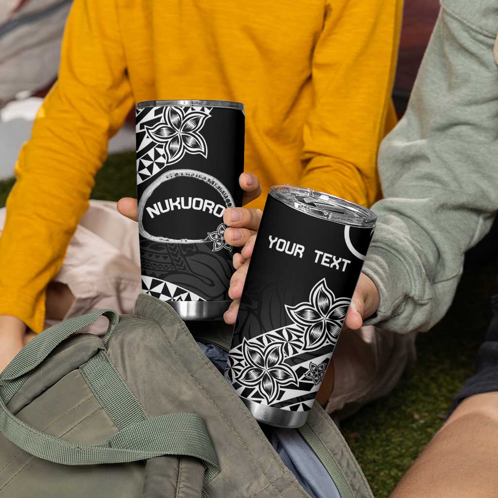 Personalised Pohnpei Nukuoro Micronesia Tumbler Cup Polynesian Tattoo Curves Black Version