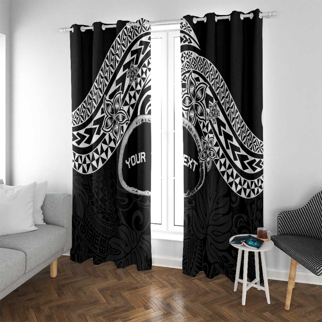 Personalised Pohnpei Nukuoro Micronesia Window Curtain Polynesian Tattoo Curves Black Version