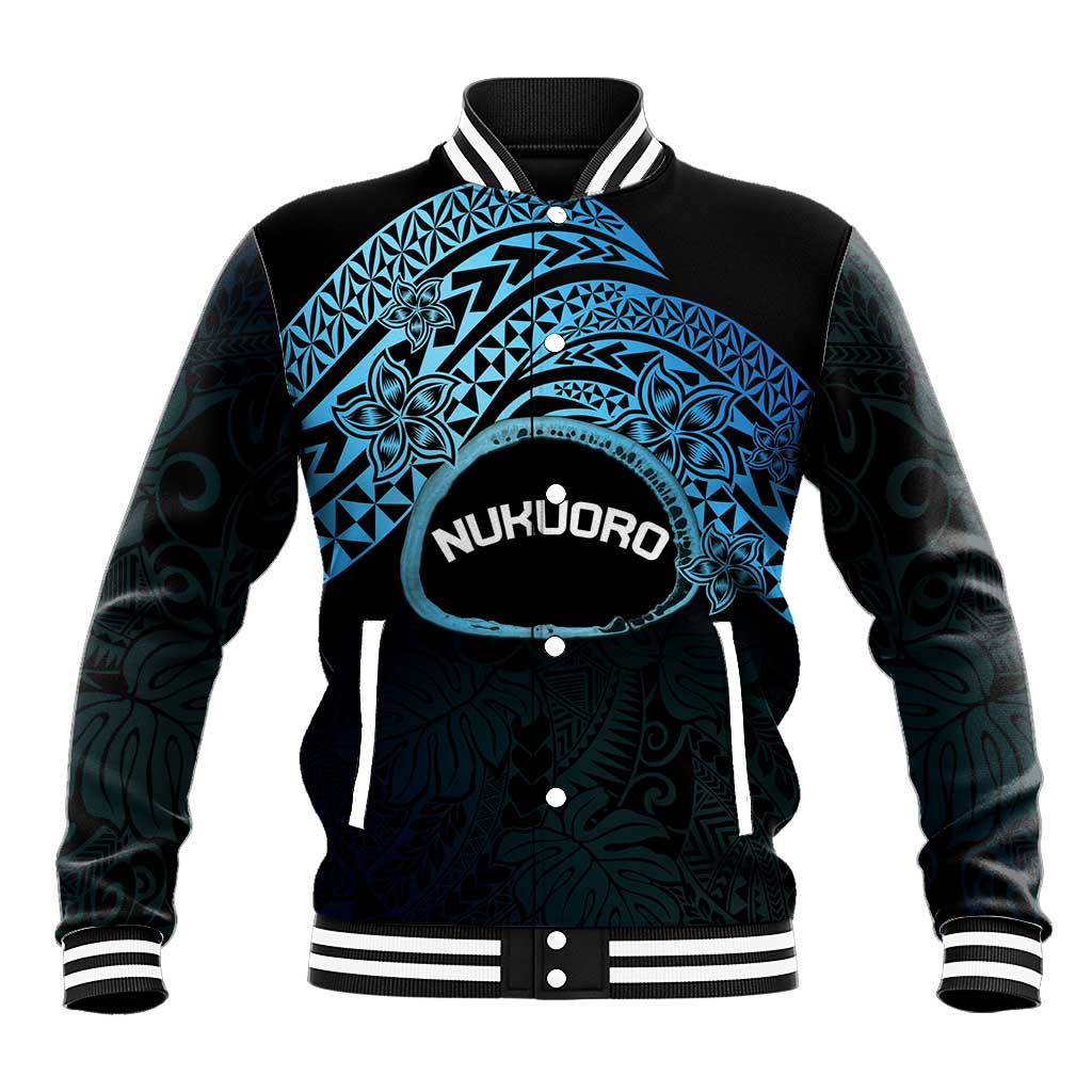Personalised Pohnpei Nukuoro Micronesia Baseball Jacket Polynesian Tattoo Curves Blue Version LT14 Unisex Blue - Polynesian Pride