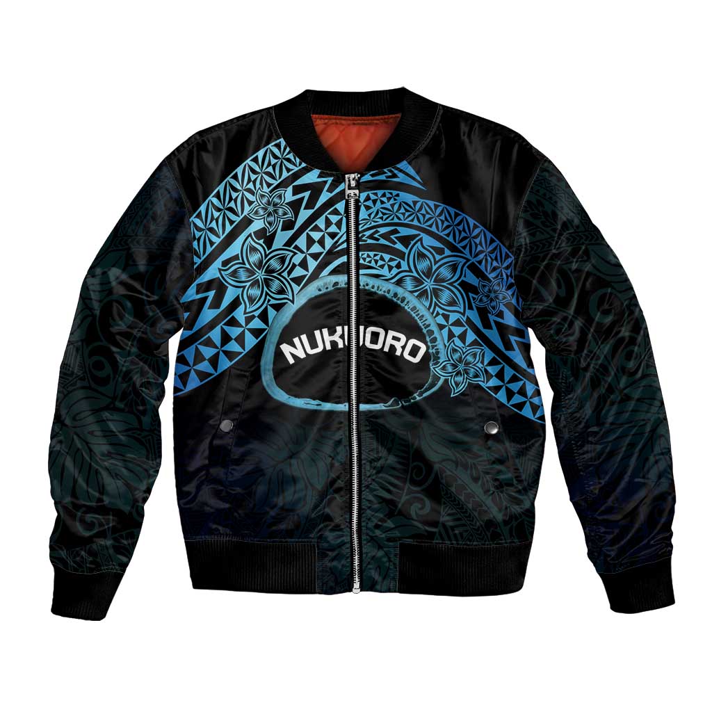 Personalised Pohnpei Nukuoro Micronesia Bomber Jacket Polynesian Tattoo Curves Blue Version LT14 Unisex Blue - Polynesian Pride