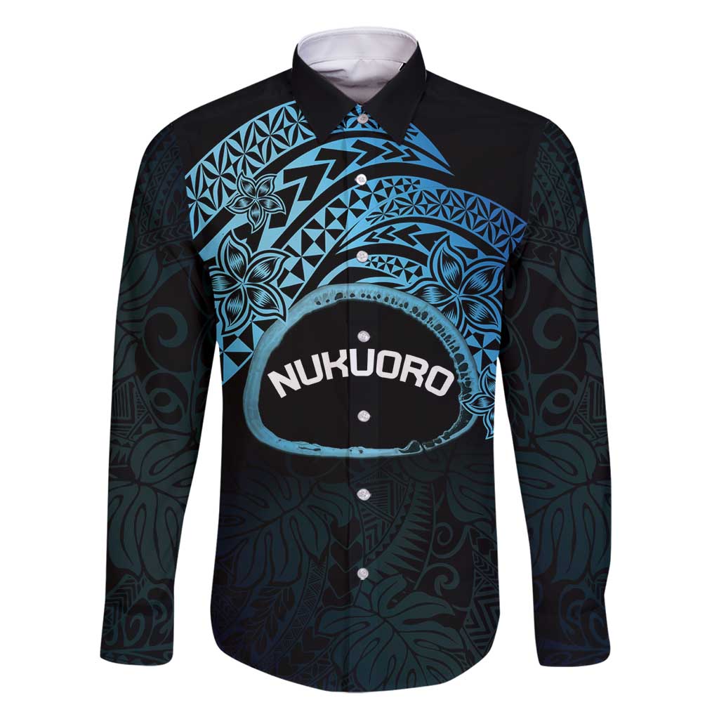 Personalised Pohnpei Nukuoro Micronesia Family Matching Mermaid Dress and Hawaiian Shirt Polynesian Tattoo Curves Blue Version