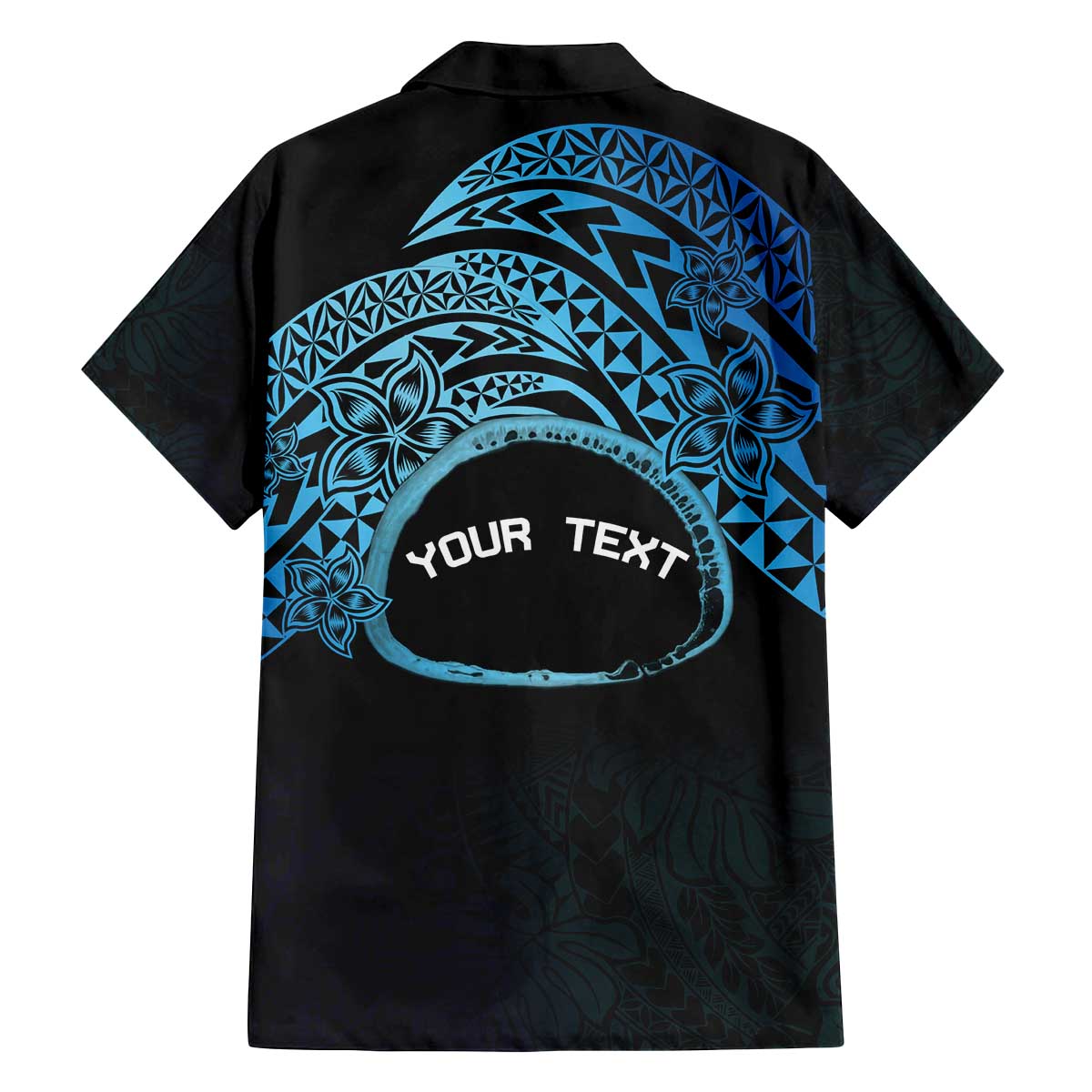 Personalised Pohnpei Nukuoro Micronesia Family Matching Off The Shoulder Long Sleeve Dress and Hawaiian Shirt Polynesian Tattoo Curves Blue Version LT14 - Polynesian Pride