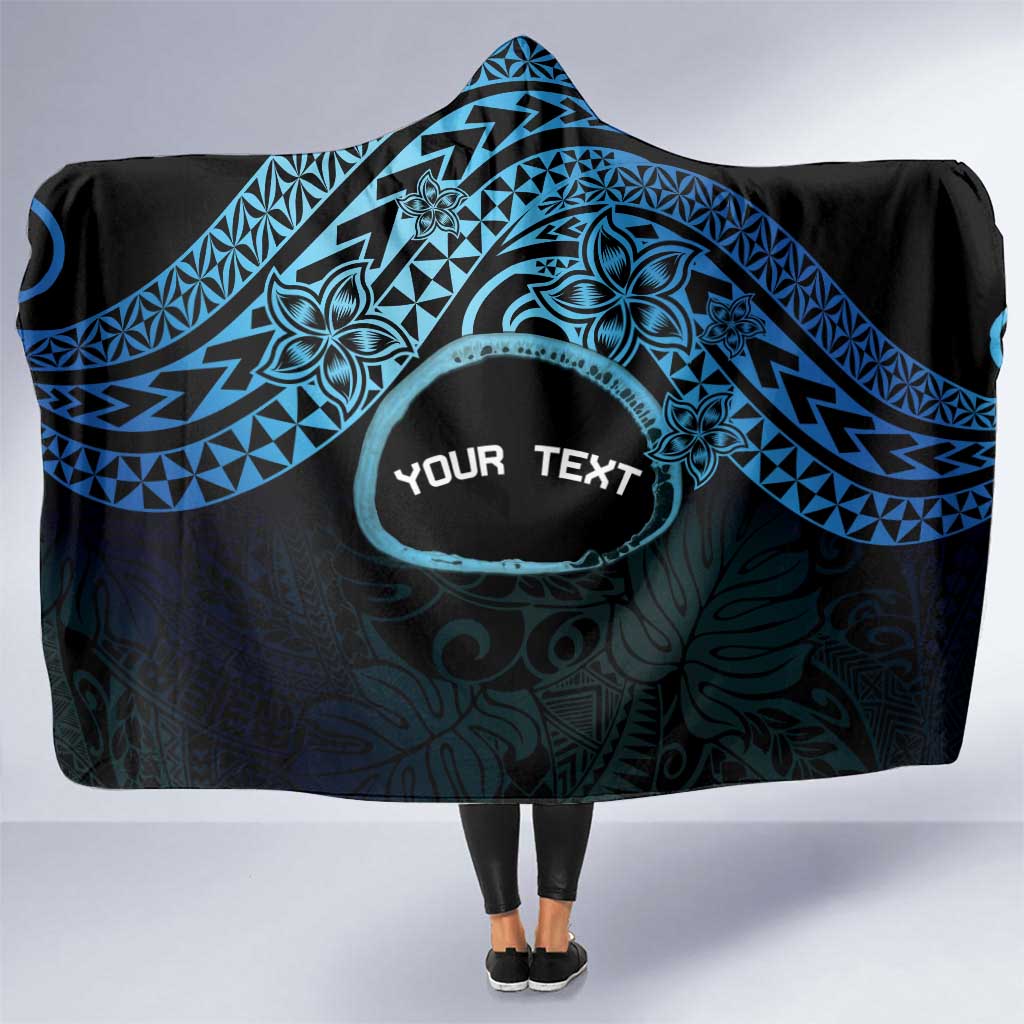 Personalised Pohnpei Nukuoro Micronesia Hooded Blanket Polynesian Tattoo Curves Blue Version LT14 One Size Blue - Polynesian Pride