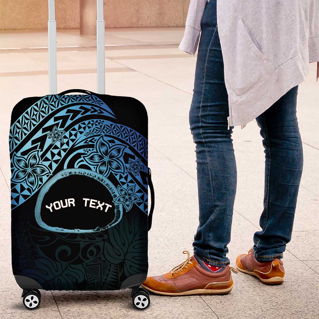Personalised Pohnpei Nukuoro Micronesia Luggage Cover Polynesian Tattoo Curves Blue Version LT14 Blue - Polynesian Pride