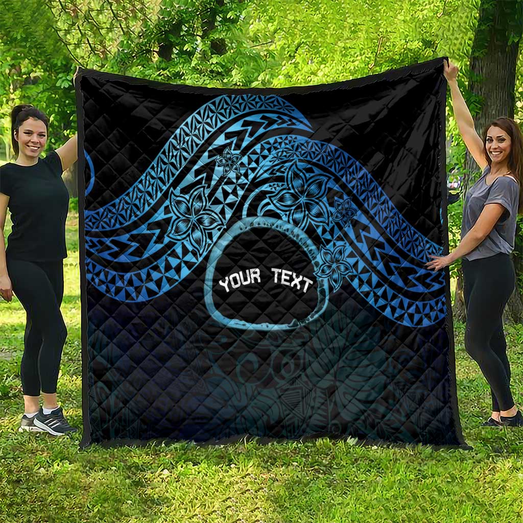 Personalised Pohnpei Nukuoro Micronesia Quilt Polynesian Tattoo Curves Blue Version