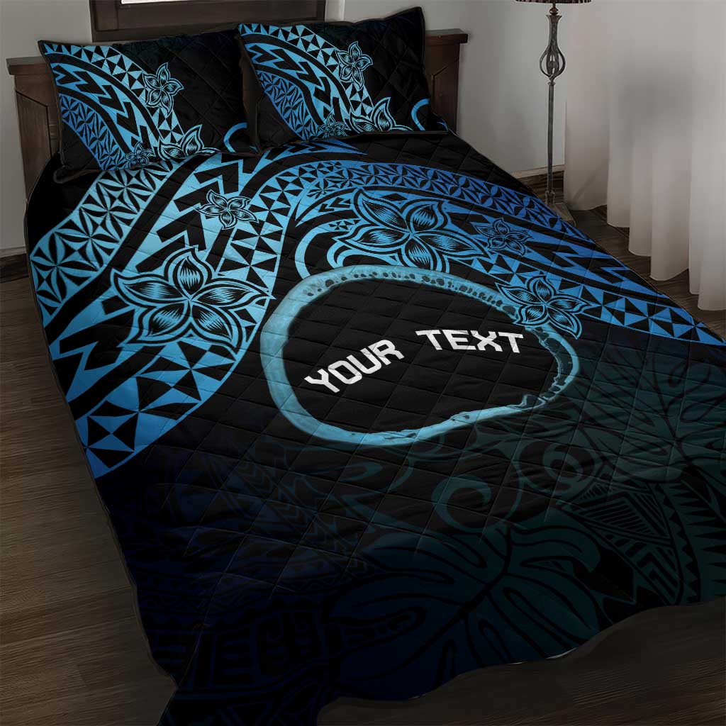 Personalised Pohnpei Nukuoro Micronesia Quilt Bed Set Polynesian Tattoo Curves Blue Version LT14 Blue - Polynesian Pride