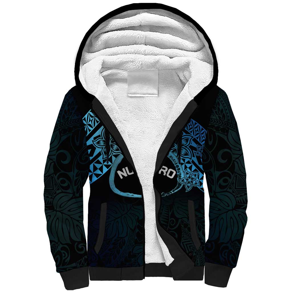 Personalised Pohnpei Nukuoro Micronesia Sherpa Hoodie Polynesian Tattoo Curves Blue Version LT14 Unisex Blue - Polynesian Pride