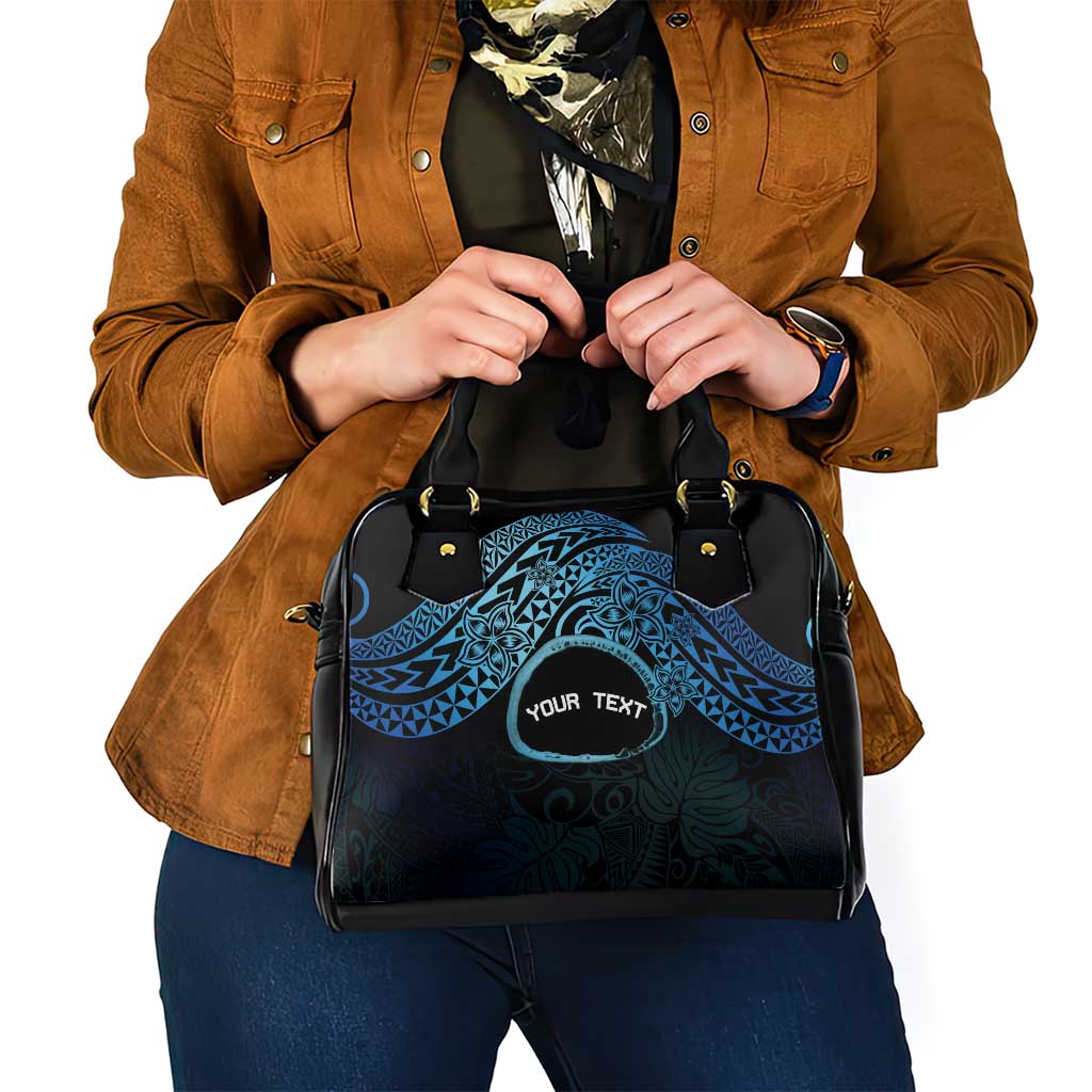 Personalised Pohnpei Nukuoro Micronesia Shoulder Handbag Polynesian Tattoo Curves Blue Version LT14 - Polynesian Pride