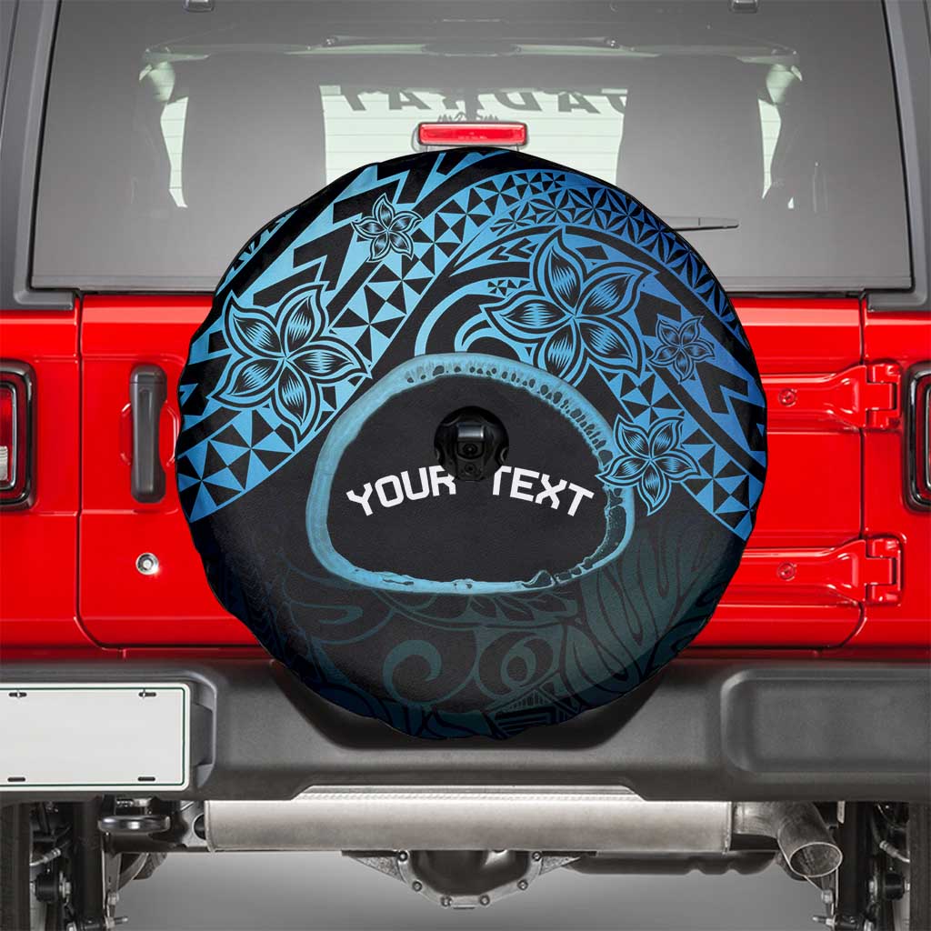 Personalised Pohnpei Nukuoro Micronesia Spare Tire Cover Polynesian Tattoo Curves Blue Version