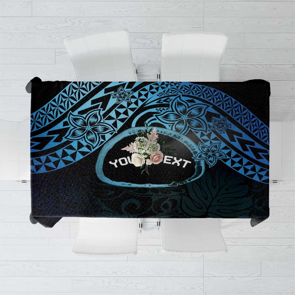 Personalised Pohnpei Nukuoro Micronesia Tablecloth Polynesian Tattoo Curves Blue Version LT14 Blue - Polynesian Pride