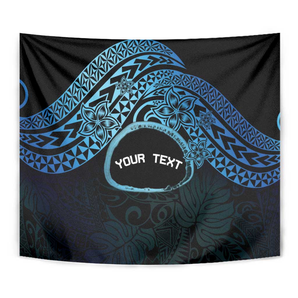 Personalised Pohnpei Nukuoro Micronesia Tapestry Polynesian Tattoo Curves Blue Version