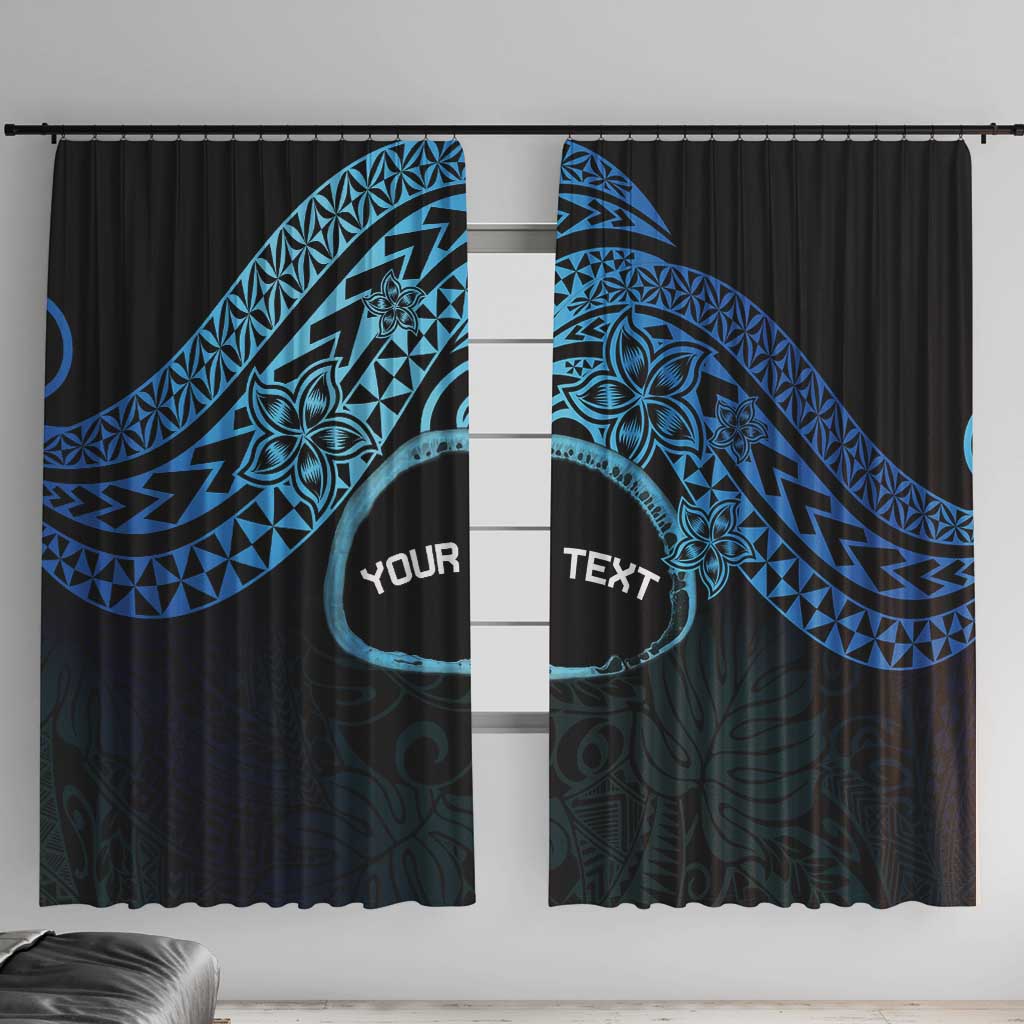 Personalised Pohnpei Nukuoro Micronesia Window Curtain Polynesian Tattoo Curves Blue Version LT14 With Hooks Blue - Polynesian Pride