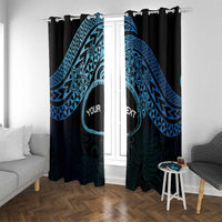 Personalised Pohnpei Nukuoro Micronesia Window Curtain Polynesian Tattoo Curves Blue Version