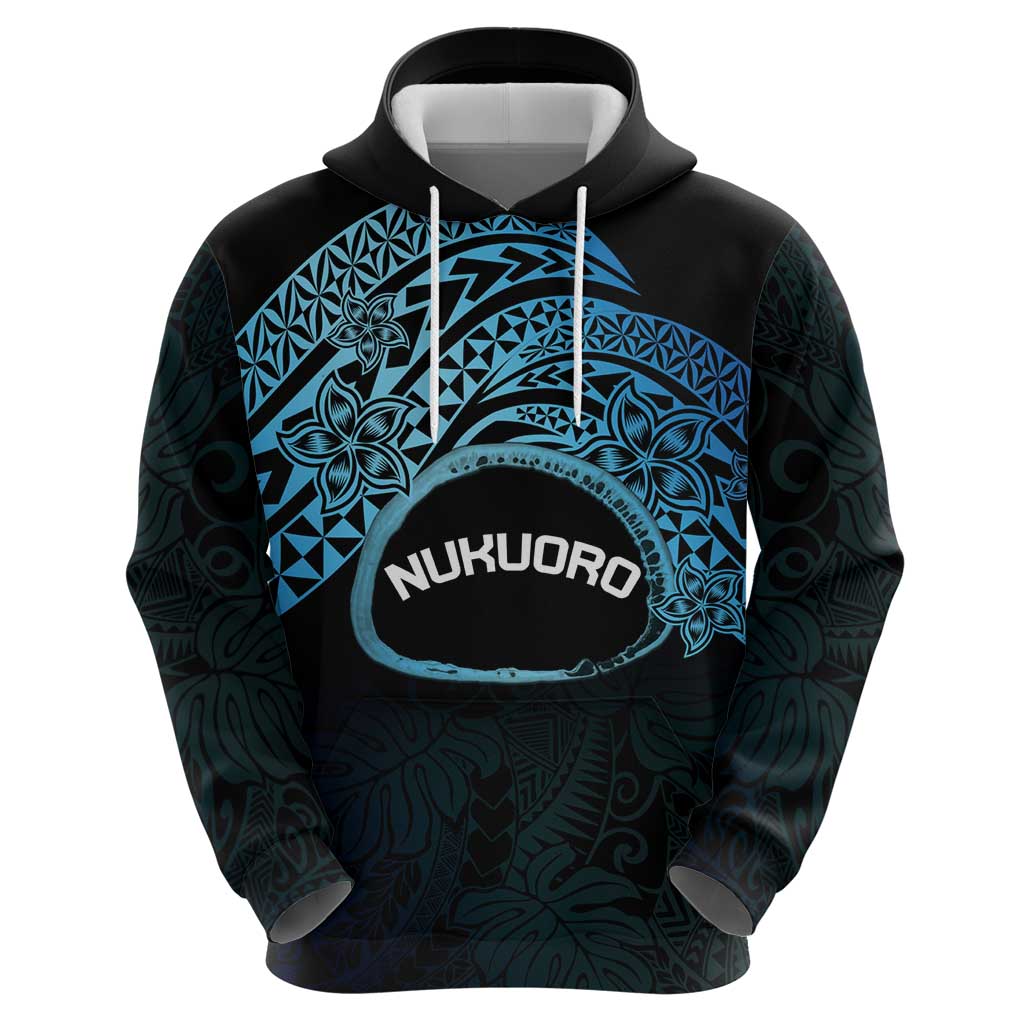 Personalised Pohnpei Nukuoro Micronesia Zip Hoodie Polynesian Tattoo Curves Blue Version