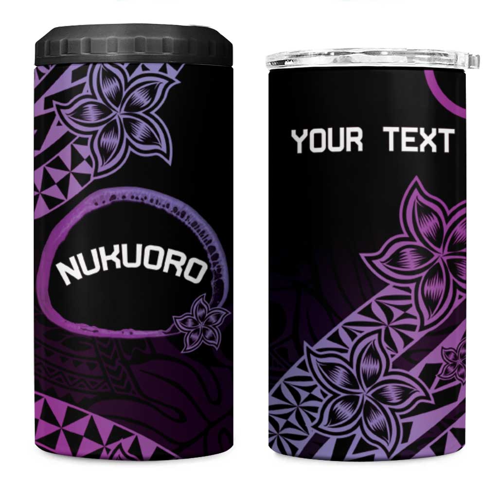 Personalised Pohnpei Nukuoro Micronesia 4 in 1 Can Cooler Tumbler Polynesian Tattoo Curves Purple Version LT14 One Size: 16 oz Purple - Polynesian Pride