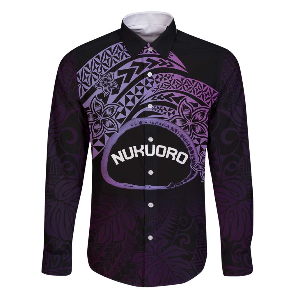 Personalised Pohnpei Nukuoro Micronesia Family Matching Long Sleeve Bodycon Dress and Hawaiian Shirt Polynesian Tattoo Curves Purple Version