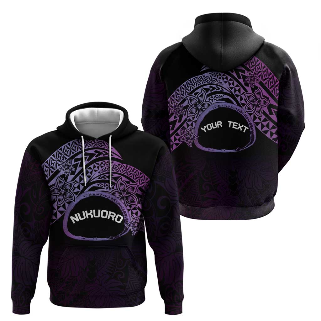 Personalised Pohnpei Nukuoro Micronesia Hoodie Polynesian Tattoo Curves Purple Version