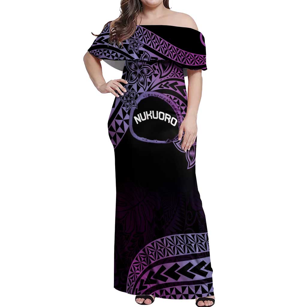 Personalised Pohnpei Nukuoro Micronesia Off Shoulder Maxi Dress Polynesian Tattoo Curves Purple Version LT14 Women Purple - Polynesian Pride