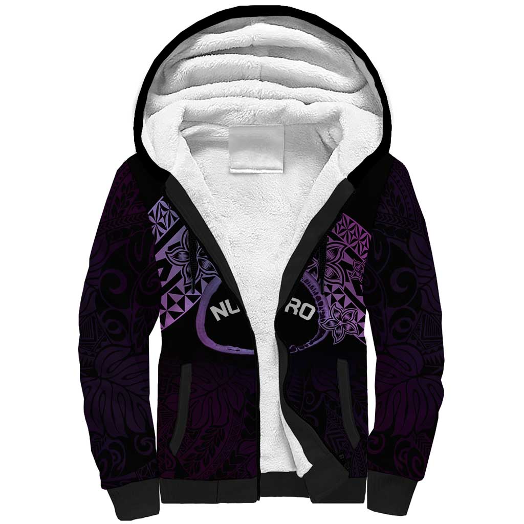 Personalised Pohnpei Nukuoro Micronesia Sherpa Hoodie Polynesian Tattoo Curves Purple Version LT14 Unisex Purple - Polynesian Pride