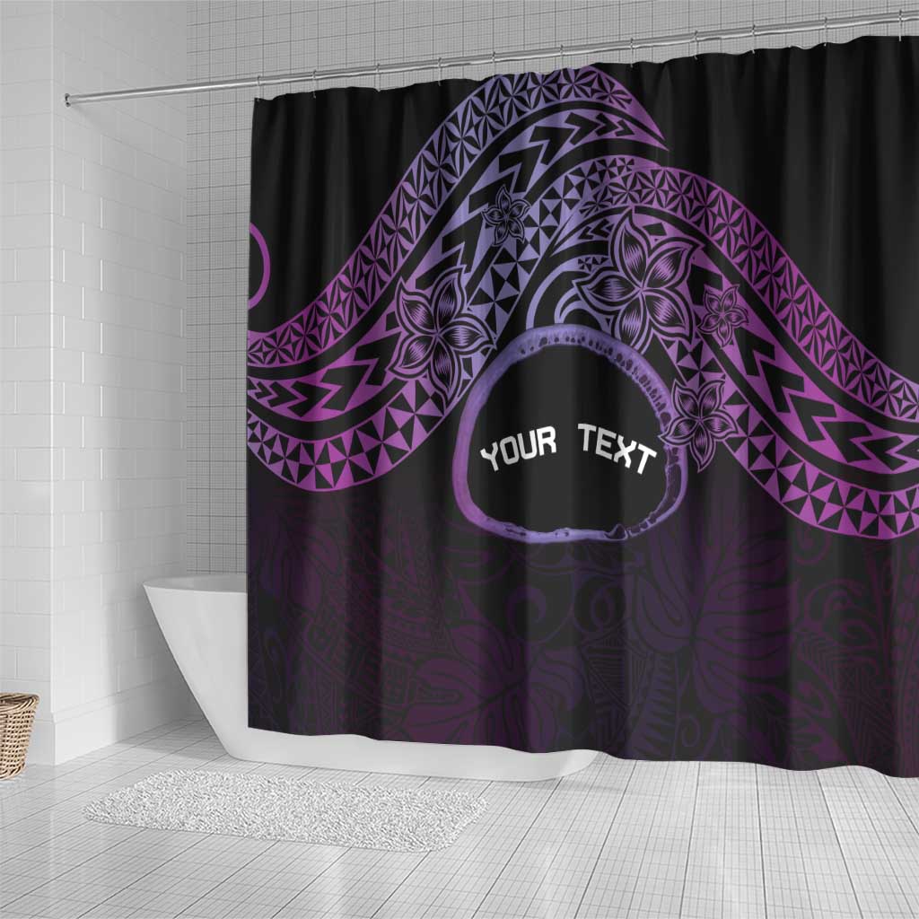 Personalised Pohnpei Nukuoro Micronesia Shower Curtain Polynesian Tattoo Curves Purple Version