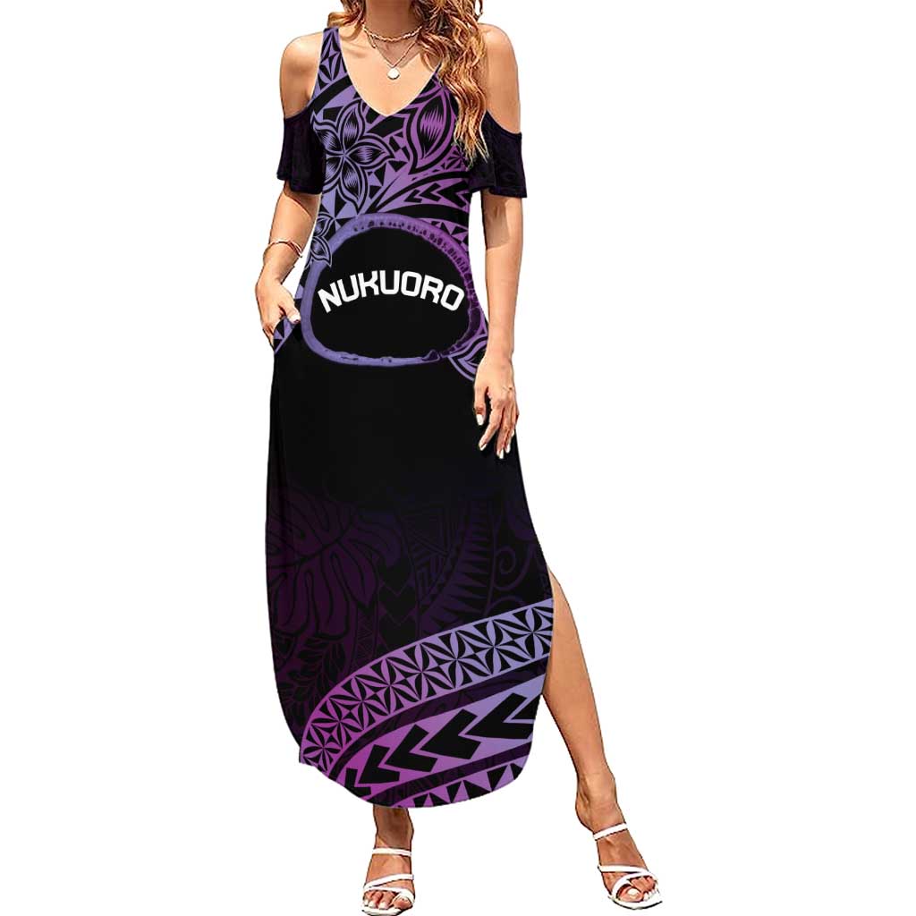 Personalised Pohnpei Nukuoro Micronesia Summer Maxi Dress Polynesian Tattoo Curves Purple Version LT14 Women Purple - Polynesian Pride