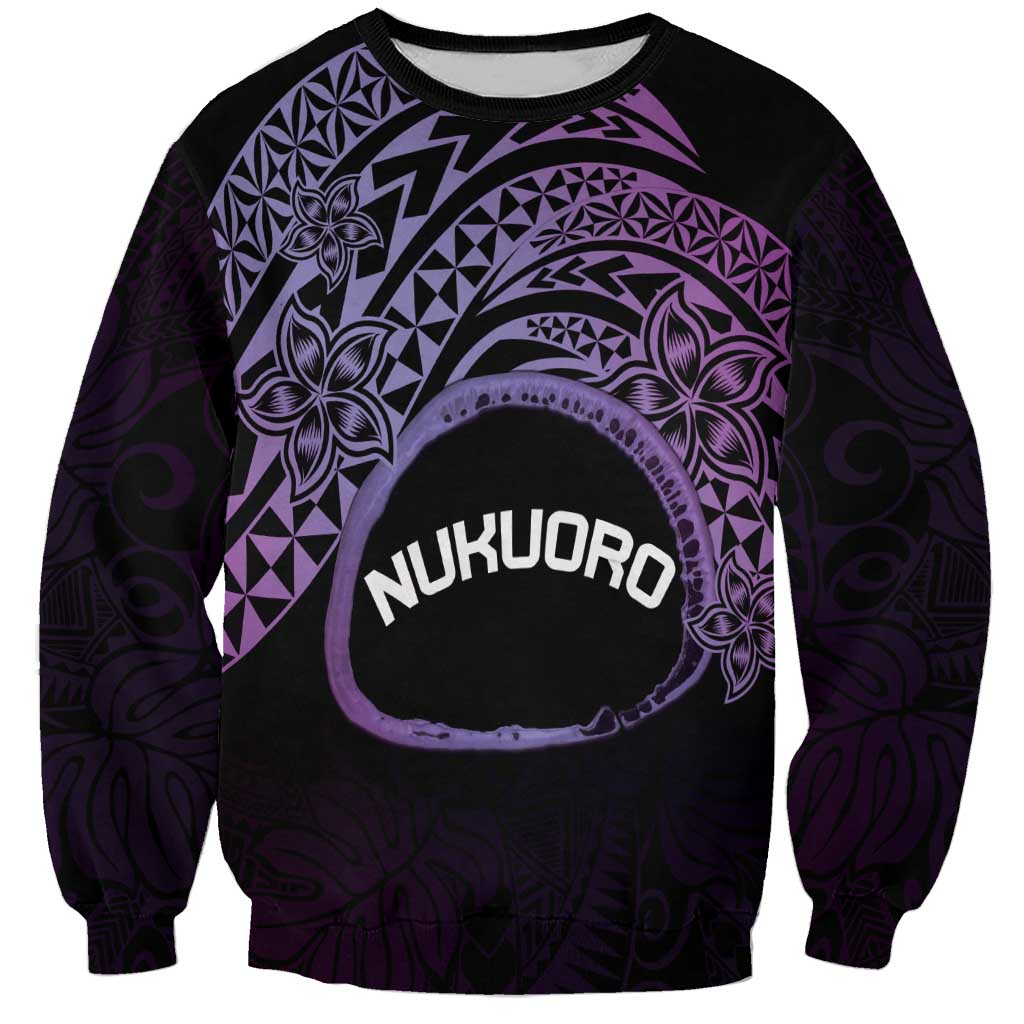 Personalised Pohnpei Nukuoro Micronesia Sweatshirt Polynesian Tattoo Curves Purple Version LT14 Unisex Purple - Polynesian Pride