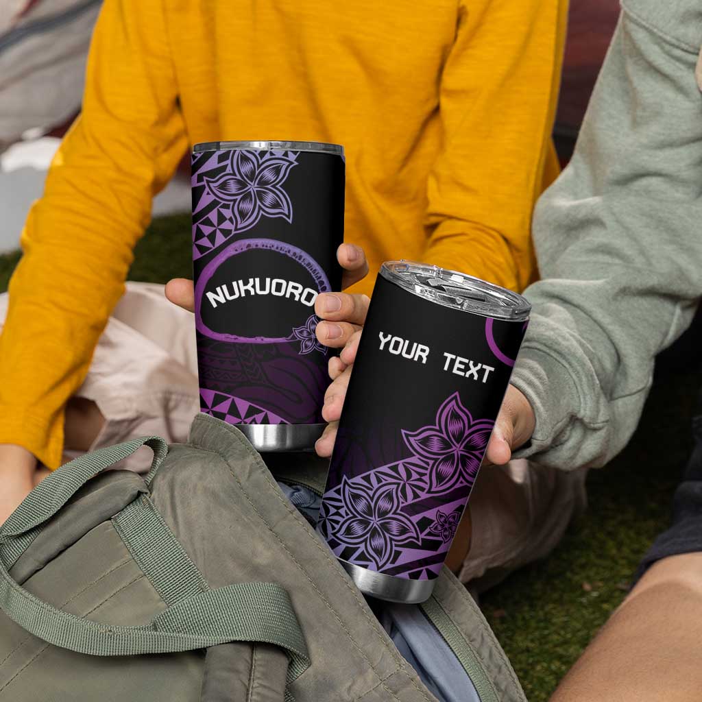 Personalised Pohnpei Nukuoro Micronesia Tumbler Cup Polynesian Tattoo Curves Purple Version