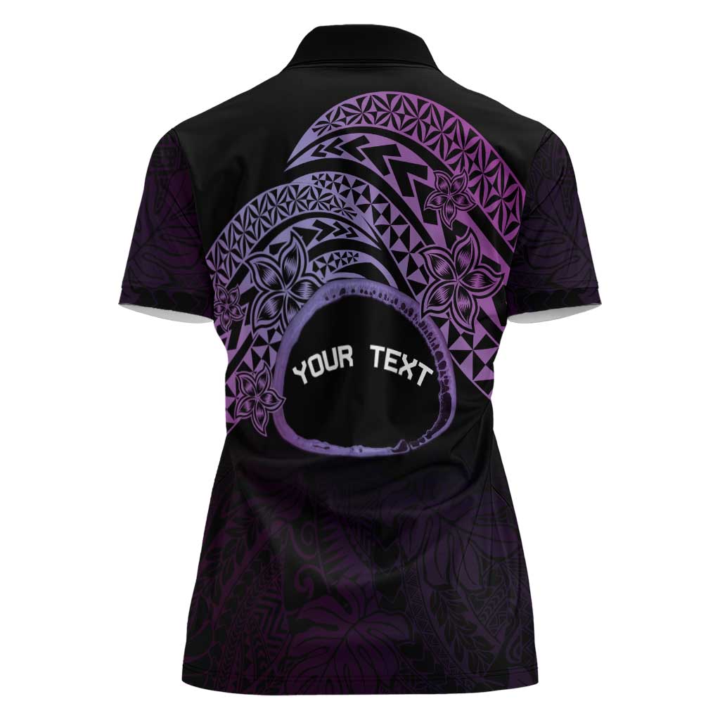 Personalised Pohnpei Nukuoro Micronesia Women Polo Shirt Polynesian Tattoo Curves Purple Version