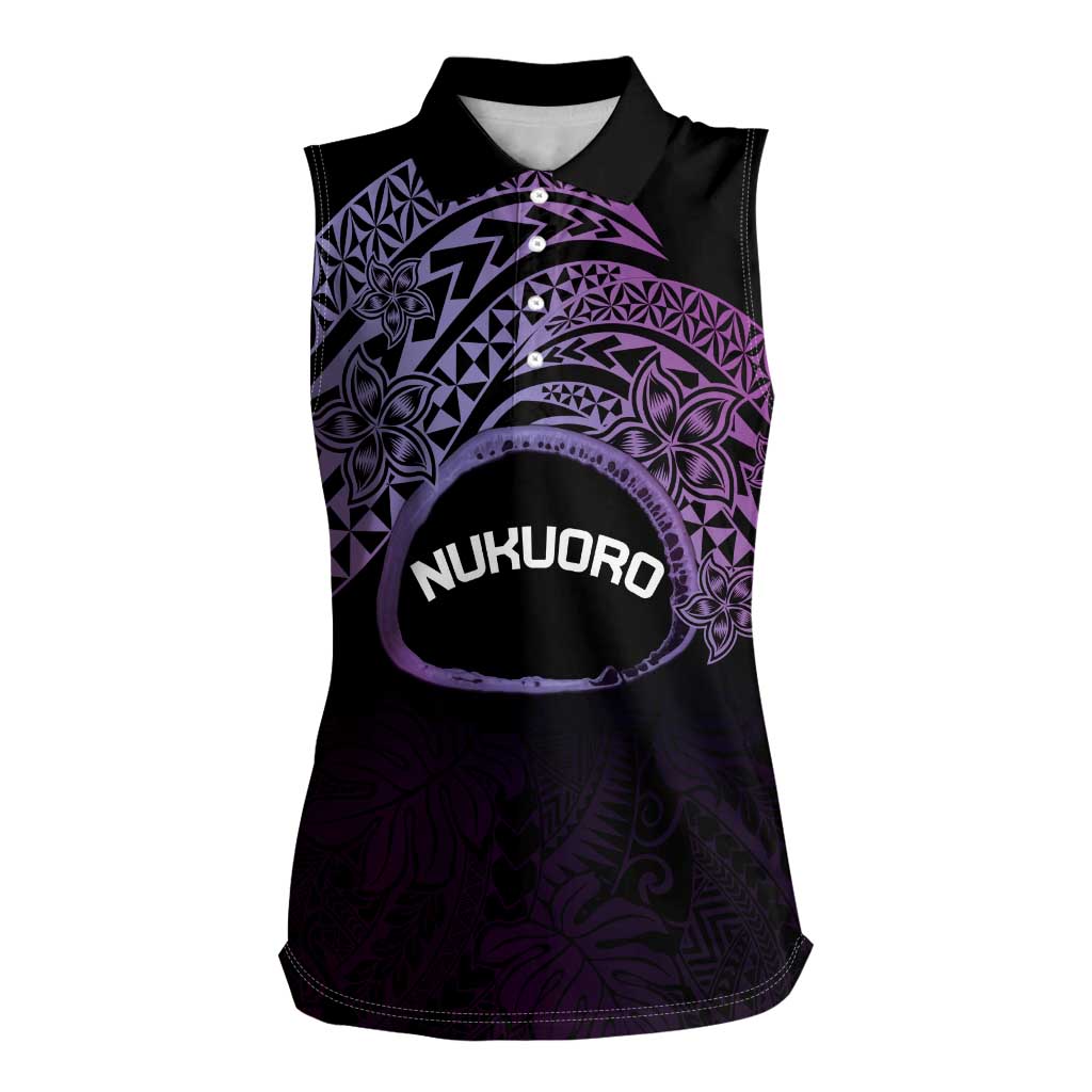 Personalised Pohnpei Nukuoro Micronesia Women Sleeveless Polo Shirt Polynesian Tattoo Curves Purple Version LT14 Female Purple - Polynesian Pride