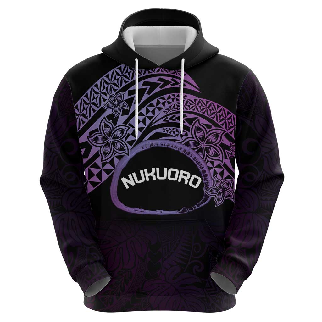 Personalised Pohnpei Nukuoro Micronesia Zip Hoodie Polynesian Tattoo Curves Purple Version