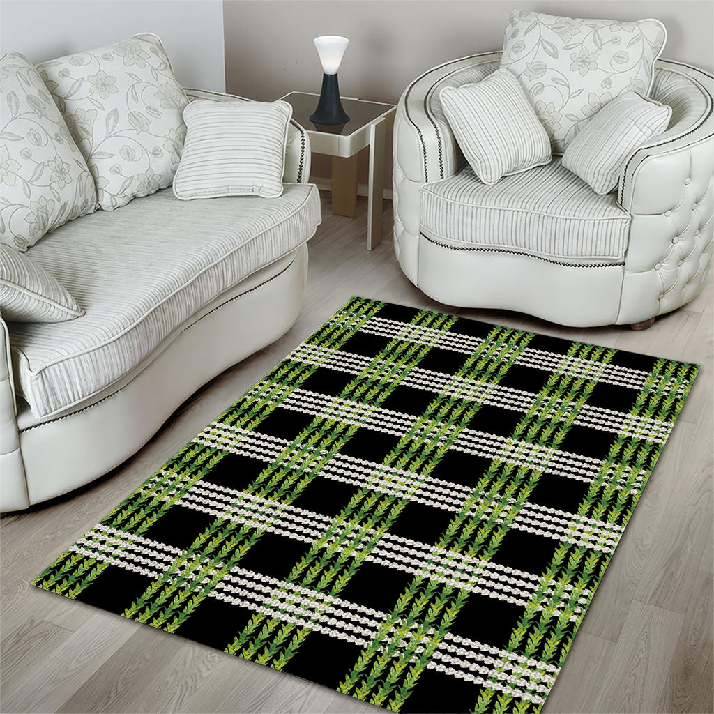 Aloha Hawaii Pakalana Pikake Lei Area Rug Palaka Inspired Hawaiian-plaid Black