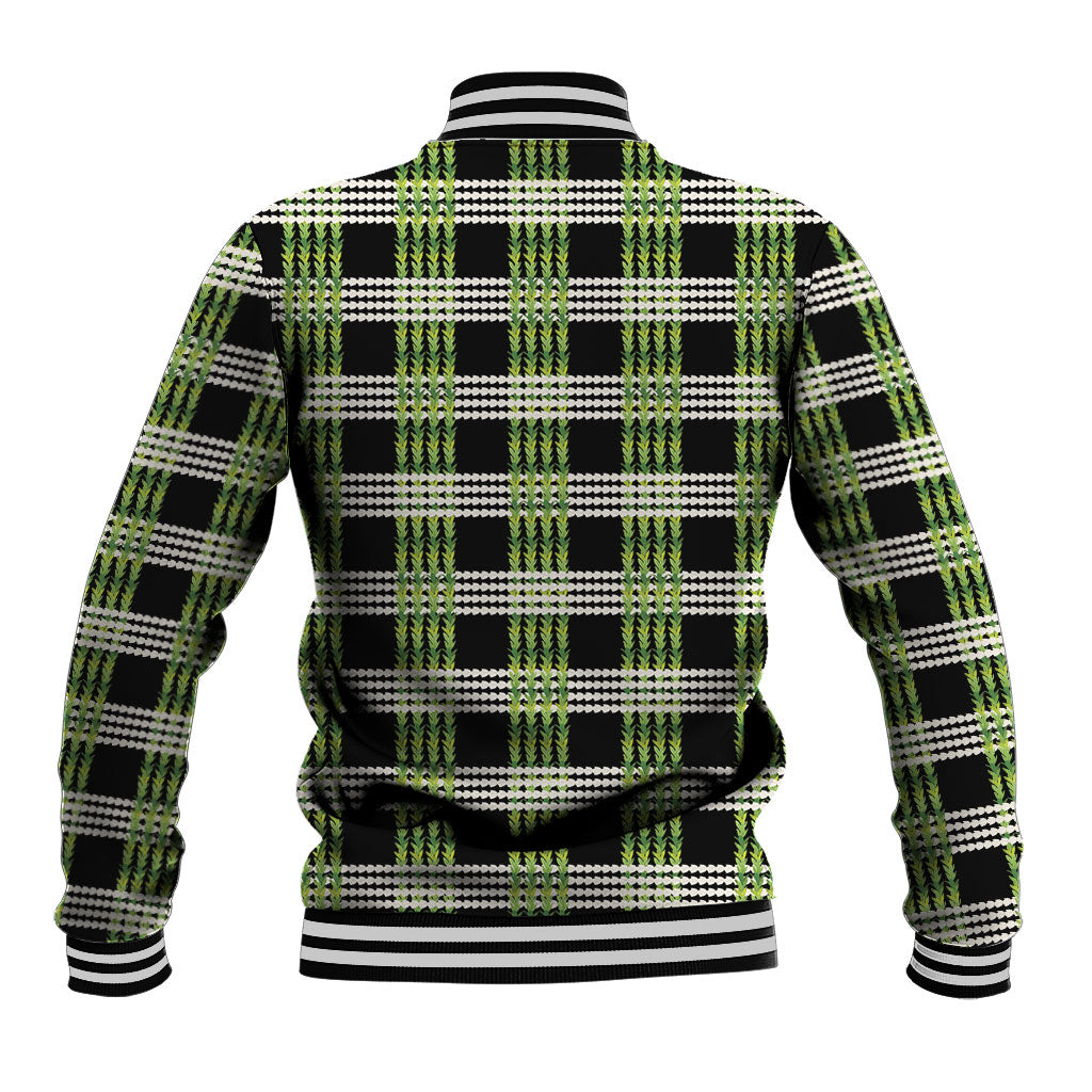 Aloha Hawaii Pakalana Pikake Lei Baseball Jacket Palaka Inspired Hawaiian-plaid Black