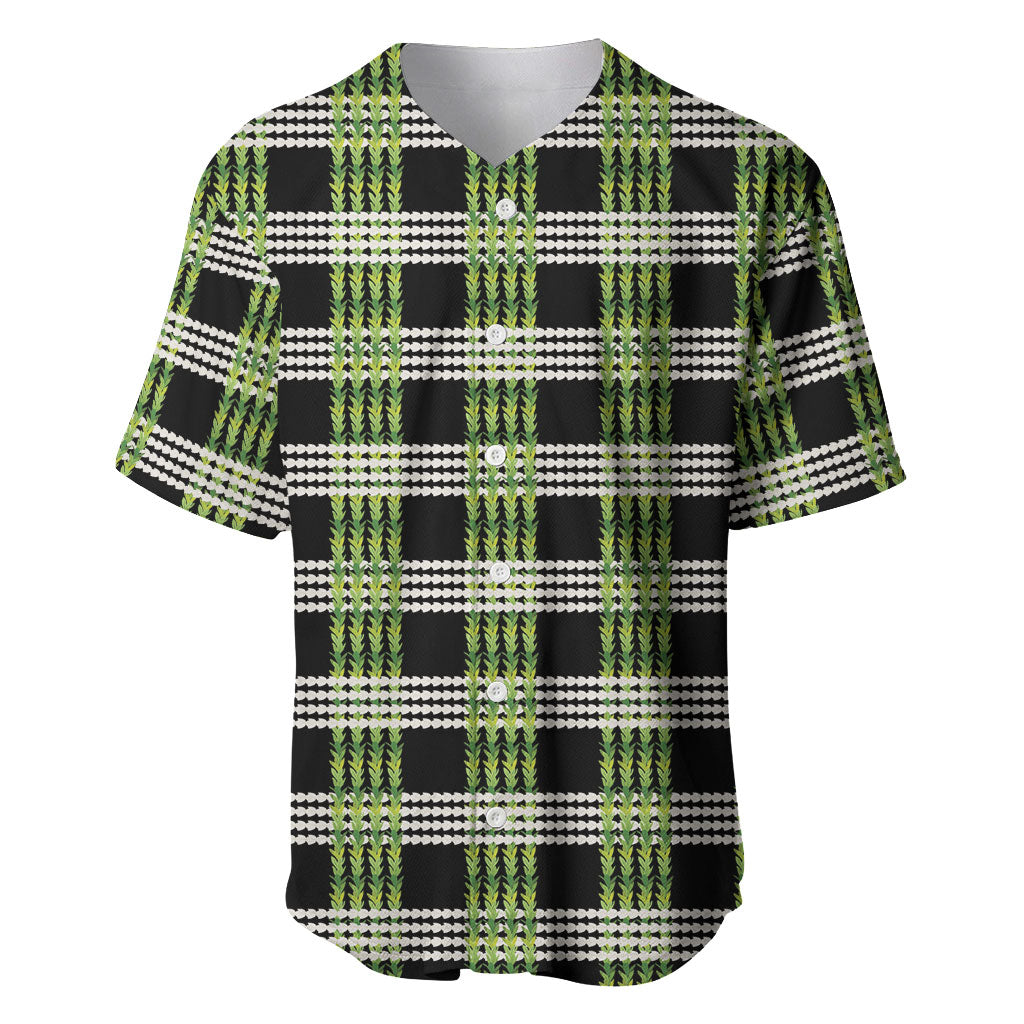 Aloha Hawaii Pakalana Pikake Lei Baseball Jersey Palaka Inspired Hawaiian-plaid Black LT14 Black - Polynesian Pride