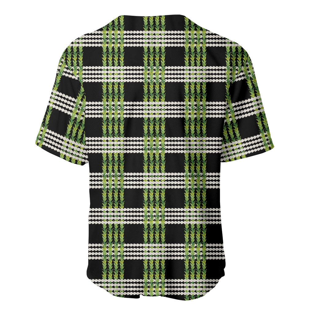 Aloha Hawaii Pakalana Pikake Lei Baseball Jersey Palaka Inspired Hawaiian-plaid Black