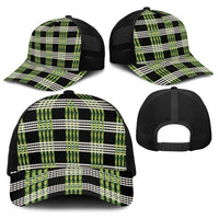 Aloha Hawaii Pakalana Pikake Lei Baseball Net Cap Palaka Inspired Hawaiian-plaid Black