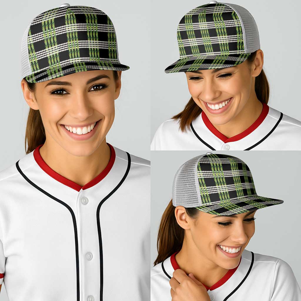 Aloha Hawaii Pakalana Pikake Lei Baseball Net Cap Palaka Inspired Hawaiian-plaid Black