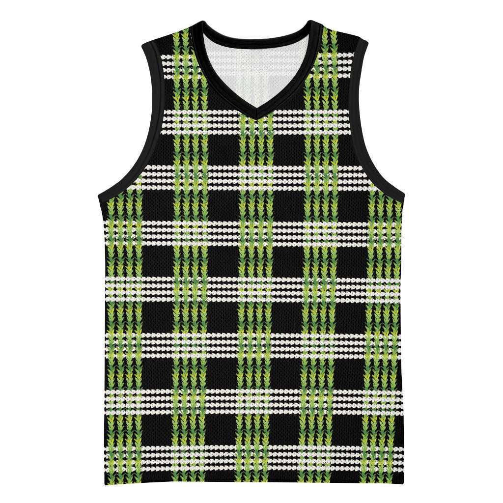 Aloha Hawaii Pakalana Pikake Lei Basketball Jersey Palaka Inspired Hawaiian-plaid Black
