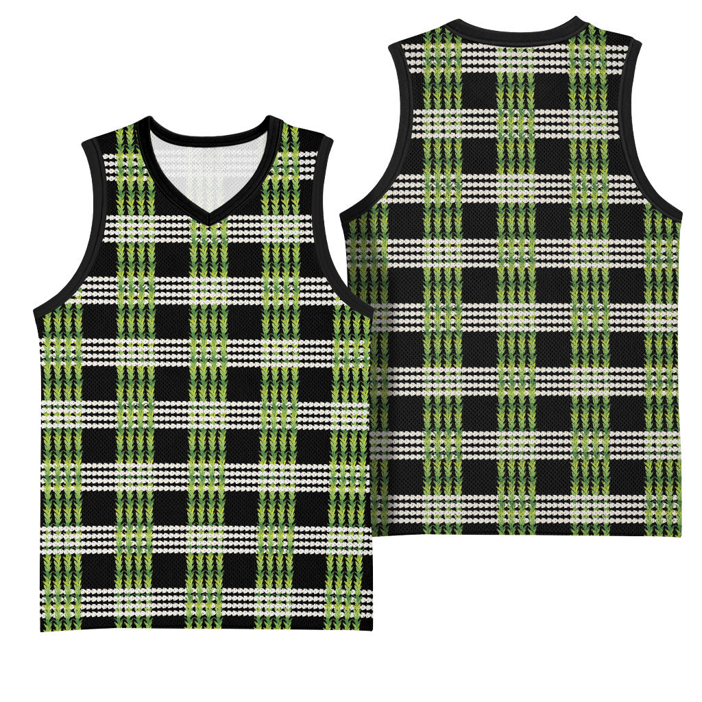 Aloha Hawaii Pakalana Pikake Lei Basketball Jersey Palaka Inspired Hawaiian-plaid Black