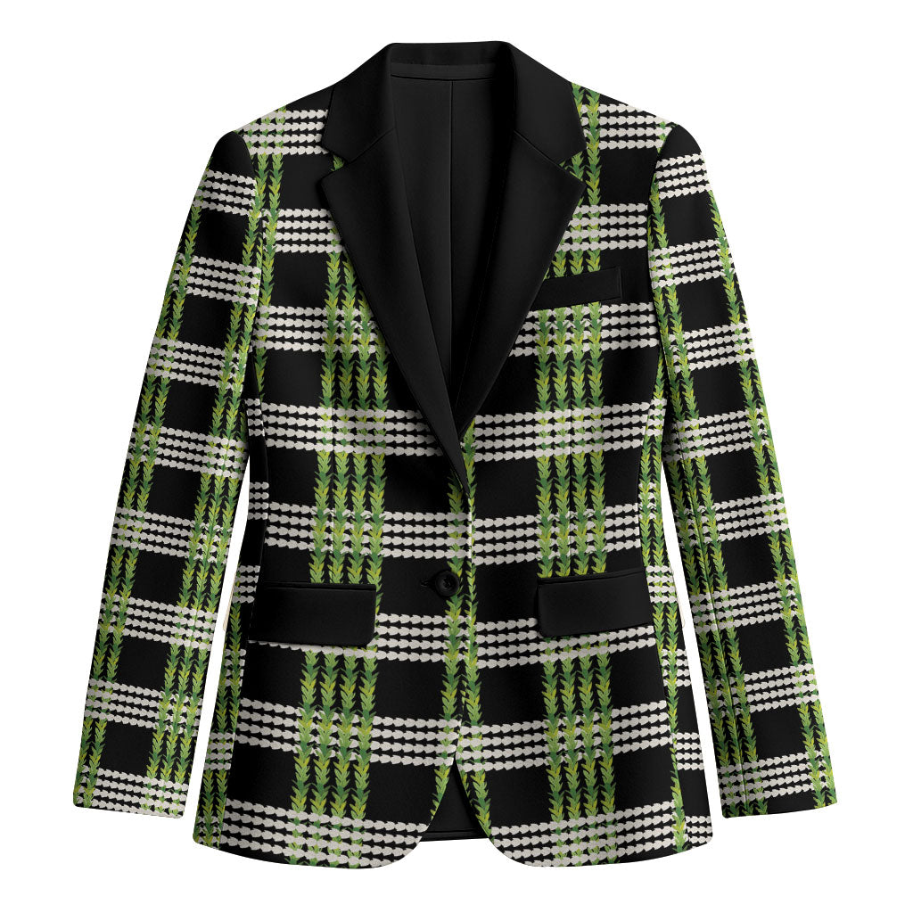 Aloha Hawaii Pakalana Pikake Lei Blazer Palaka Inspired Hawaiian-plaid Black