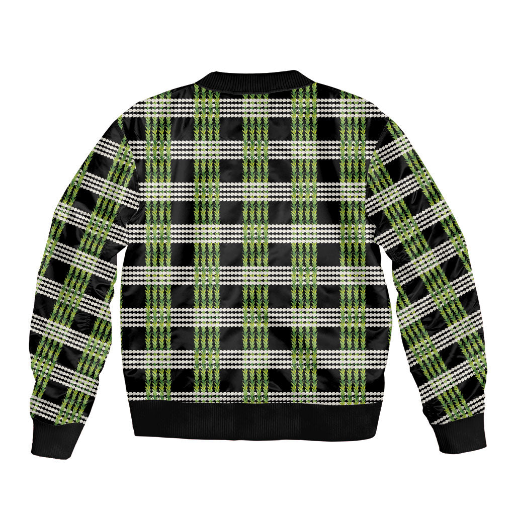 Aloha Hawaii Pakalana Pikake Lei Bomber Jacket Palaka Inspired Hawaiian-plaid Black