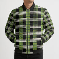 Aloha Hawaii Pakalana Pikake Lei Bomber Puffer Jacket Palaka Inspired Hawaiian-plaid Black