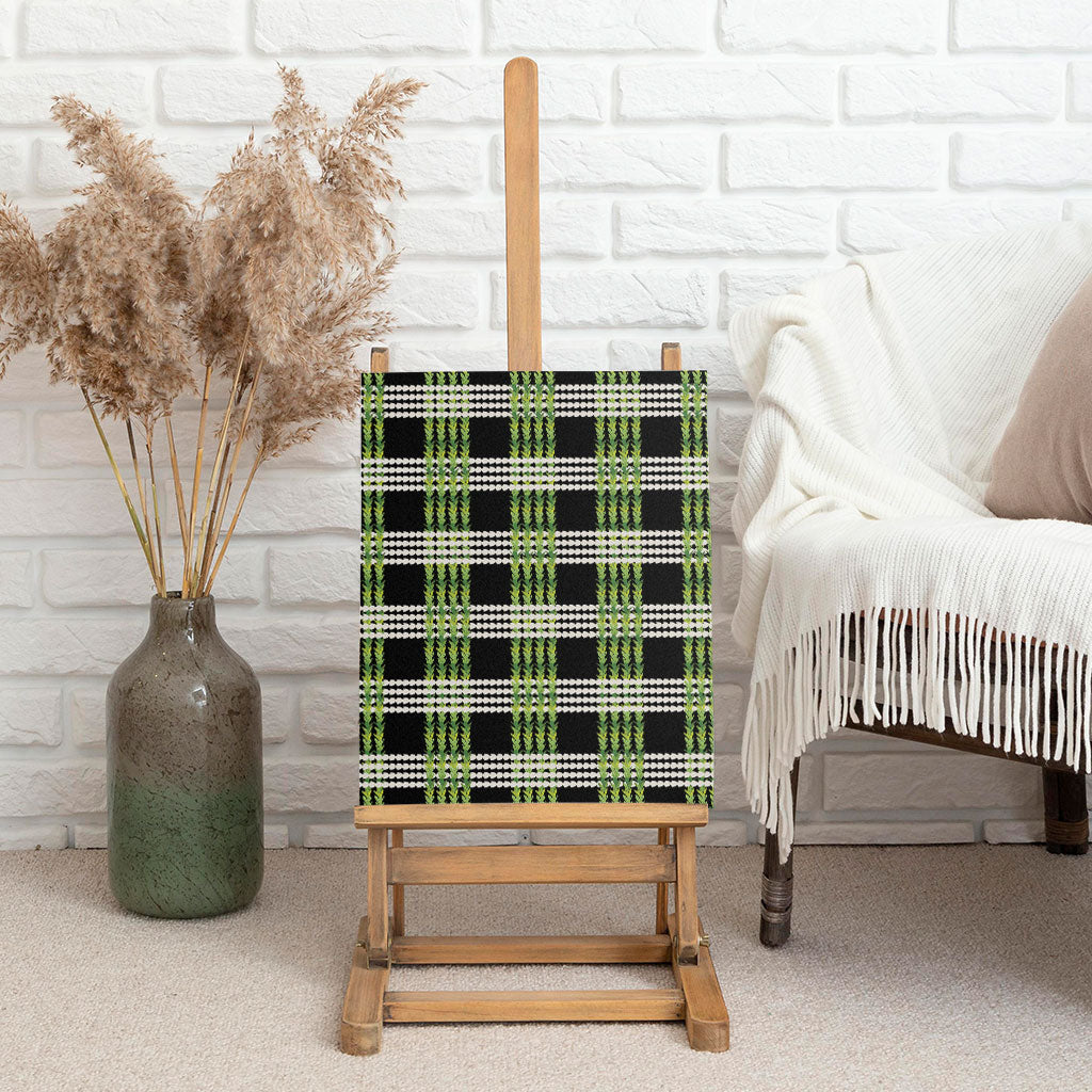Aloha Hawaii Pakalana Pikake Lei Canvas Wall Art Palaka Inspired Hawaiian-plaid Black