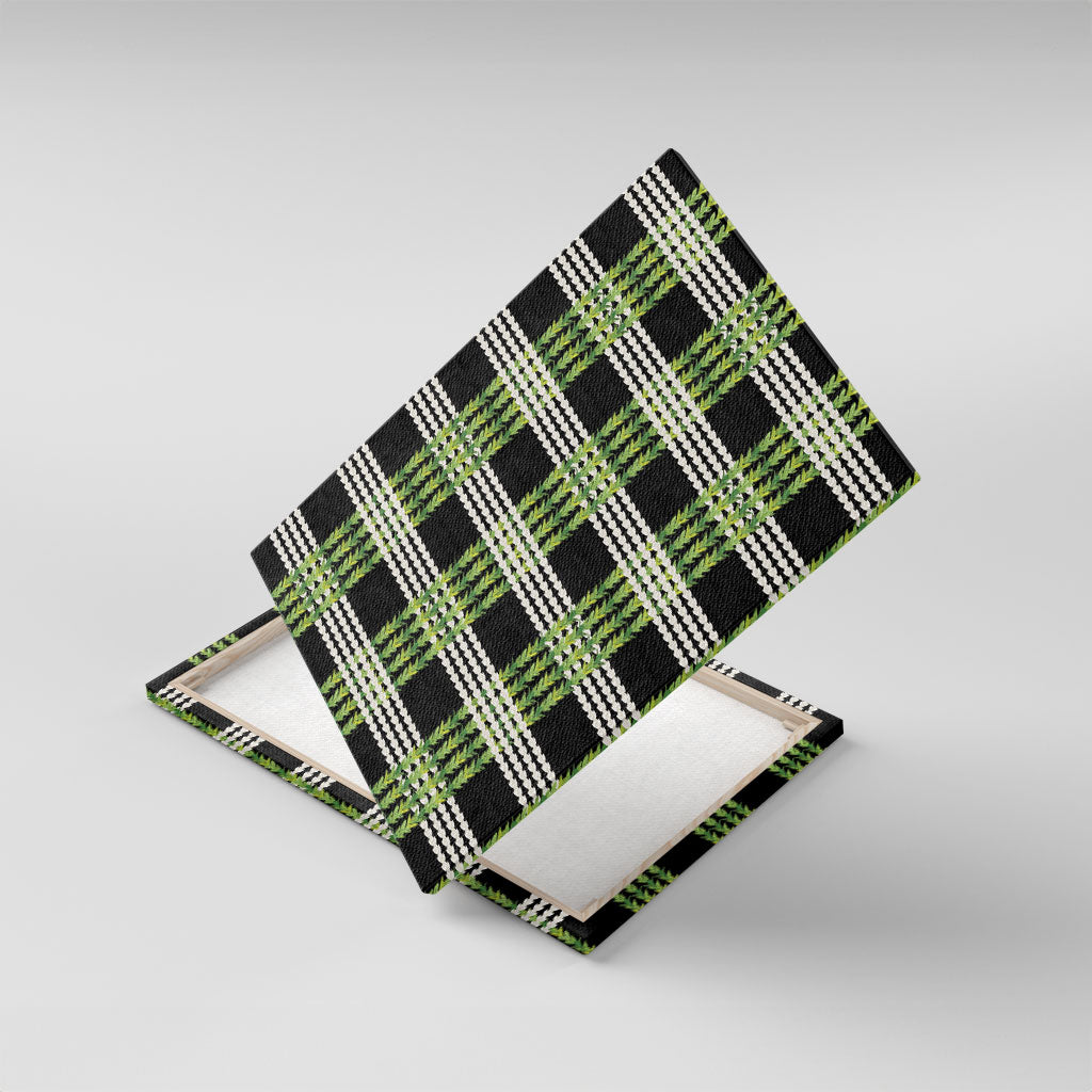 Aloha Hawaii Pakalana Pikake Lei Canvas Wall Art Palaka Inspired Hawaiian-plaid Black