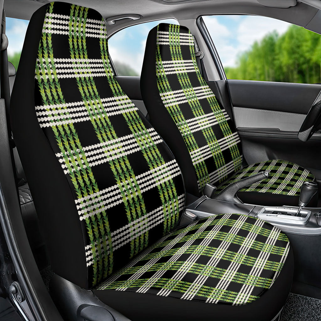 Aloha Hawaii Pakalana Pikake Lei Car Seat Cover Palaka Inspired Hawaiian-plaid Black