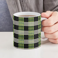 Aloha Hawaii Pakalana Pikake Lei Ceramic Mug Palaka Inspired Hawaiian-plaid Black