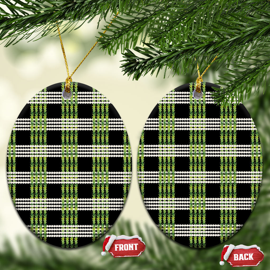 Aloha Hawaii Pakalana Pikake Lei Ceramic Ornament Palaka Inspired Hawaiian-plaid Black