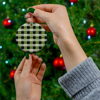 Aloha Hawaii Pakalana Pikake Lei Ceramic Ornament Palaka Inspired Hawaiian-plaid Black